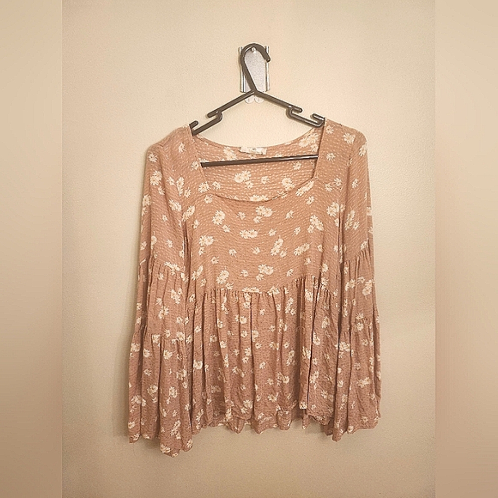 Altar'd State Floral long wide sleeve boho top